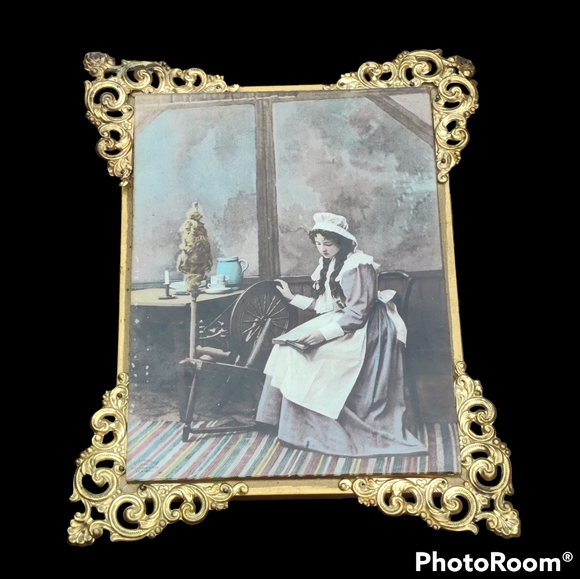 Antique Victorian prints with brass corners